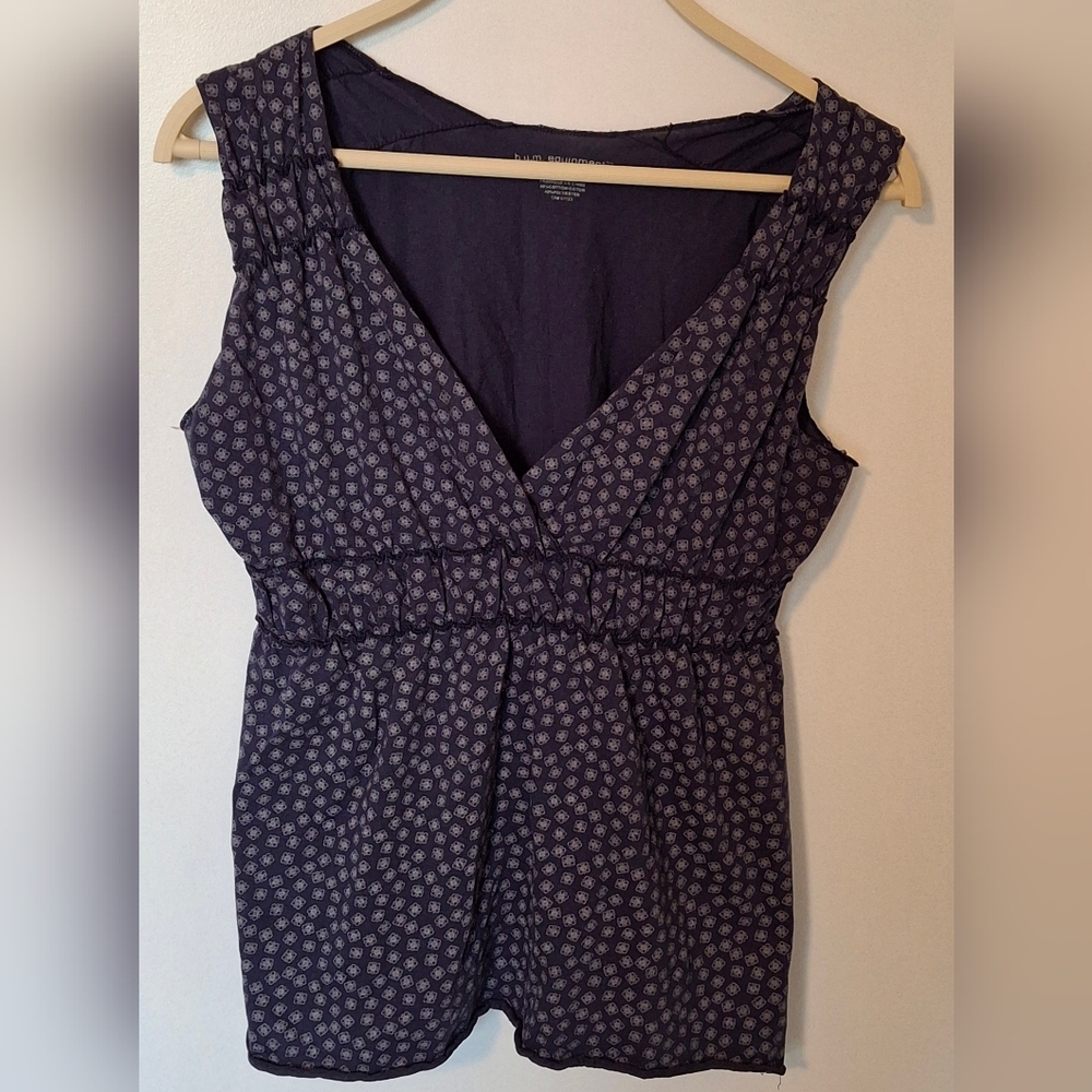 Equipment Navy Floral Sleeveless Blouse